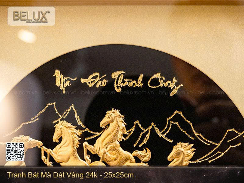 Tranh bát mã dát vàng 24k - 25x25cm&nbsp;